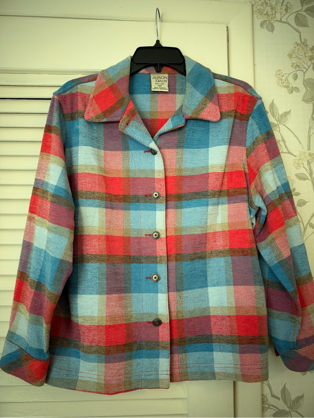Vintage Allison Daley Multicolor Plaid Button-Front Women's Jacket